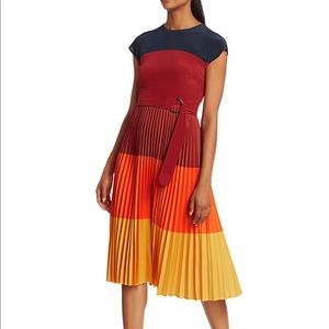 Akris Punto Colorblock Pleated Midi Dress